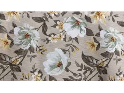 121677- 011 Хидрофобиран плат  с цветя на бежова основа