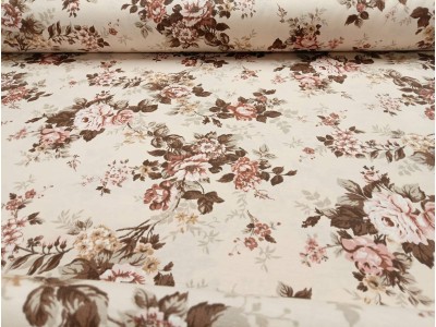 121718 - 02 Хидрофобиран плат  с цветя на розово - бежова основа