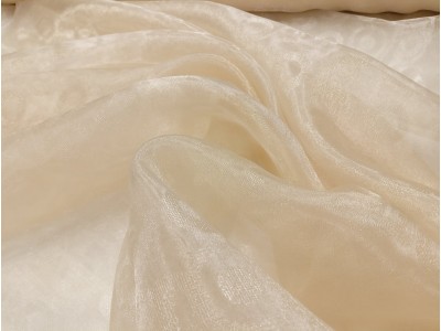 1368 - 02   Плат органза за тънки пердета с орнаменти и златист ефект