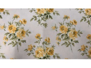 DG1451 - 01A Плътен плат с жълти цветя на кремава основа