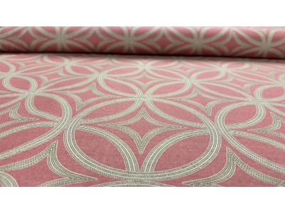 032659 - 026  Хидрофобиран плат на розова основа с бежови фигури