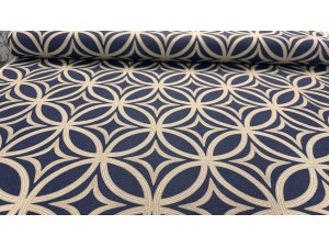 032659 - 028  Хидрофобиран плат на тъмносиня основа с бежови фигури