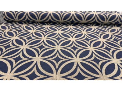 032659 - 028  Хидрофобиран плат на тъмносиня основа с бежови фигури