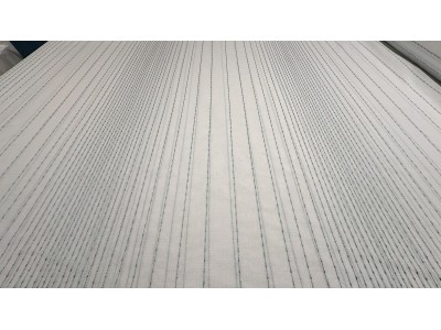 R15049- 004 Плат за перде с  вертикални черти в тюркоазен цвят