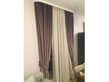 ГОТОВА ЗАВЕСА САТЕН - САТЕНИРАН ПЛАТ С ИЗКЛЮЧИТЕЛНА МЕКОТА ЗА РЕЛСА 2,50 - 3,50 М, ВИСОЧИНА ДО 2,70 М, ИЗПОЛЗВАН ПЛАТ 4,50 М