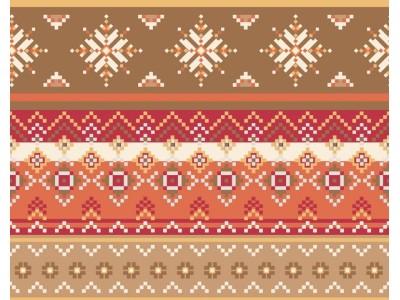 071294 - 03 Хидрофобиран плат със снежни мотиви в кафяво, червено и оранжево