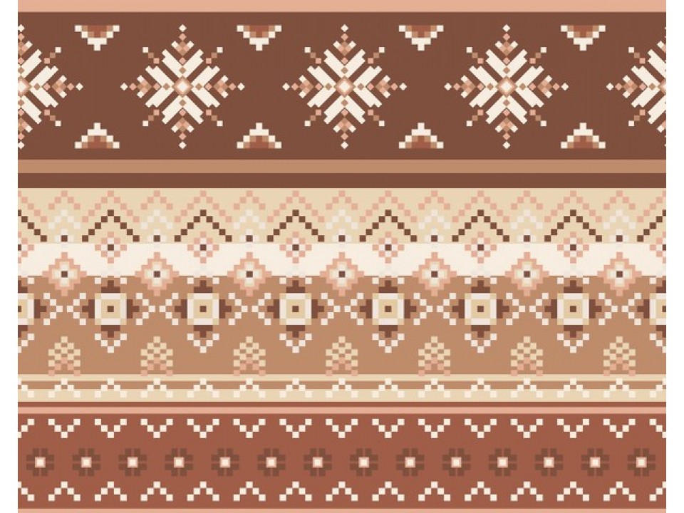 71294 - 8 Завеса / дамаска снежни мотиви кафяво, беж и керемид