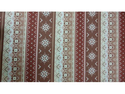 071294 - 08 Хидрофобиран плат със снежни мотиви кафяво, беж и керемид