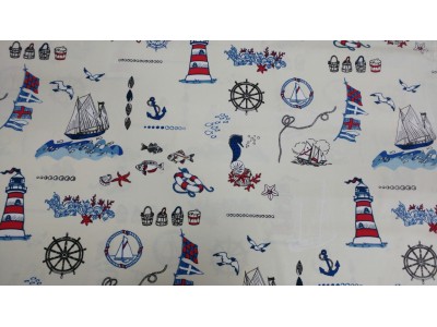 093327 - 01 Хидрофобиран плат морски мотиви синьо и червено