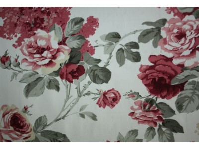 110769 - 2 Rosa Завеса / дамаска бледочервени цветя на кремав фон