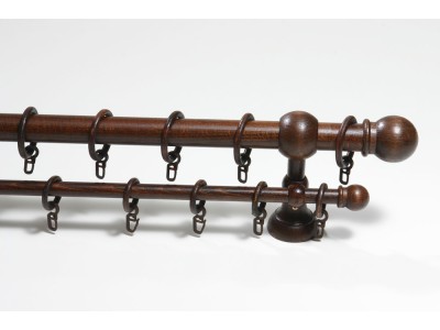 Дървен корниз ф28, двуредов, тъмен орех, М2